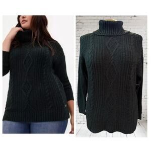 Torrid 2 (2X 18/20) Outlander Chunky Cable Knit Turtleneck Pullover Sweater New